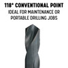 53/64" Reduced Shank HSS Drill Bit, 1/2" Shank, Qualtech