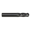 1/2" 4 Flute Carbide Uncoated (Bright) 1" Flute Length 3" Overall Length 1/2" Shank Single End Ball End Mill, Drill America