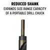 3-flat reduced 1/2 shank allows large drill diameters to fit standard drill chucks, increasing the capacity of portable drills and drill presses