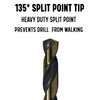 3/16" HSS Black & Gold Split Point Stub Drill Bit, Contractor Grade