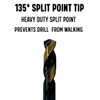 31/64" HSS Black & Gold Split Point Stub Drill Bit, Contractor Grade