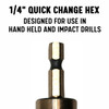 #2 HSS Black & Gold Quick Change Hex Shank Step Drill Bit, (3/16" - 1/2" by 1/16")