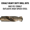 Cobalt heavy duty drill bits outlasts high speed steel