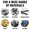 For use in stainless steel, sheet metal, aluminum, brass, cast iron, acrylics and more.