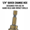 3 Piece HSS Black & Gold Hex Shank Step Drill Bit Set, (Sizes #1 - #5)