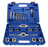 21 Piece NC HSS Round Tap and Die Set (1/4 - 1/2) with 1-1/2 OD Round Dies and Handles
