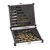 15 Piece Stepped Point Cobalt Drill Bit Set - Quick Change 1/4 Hex Shank for Stainless & Hardened Steel, 1/16 to 1/2 by 1/32