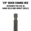 1/4 quick change hex shank for impact drivers