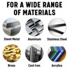 For use in stainless steel, sheet metal, aluminum, brass, cast iron, acrylics and more.