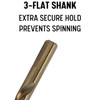 3-Flat shank for extra secure hold and prevents spinning