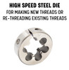 #6-32 UNC X 1" OD HSS Adjustable Round Threading Die & Matching Die Stock Handle Kit