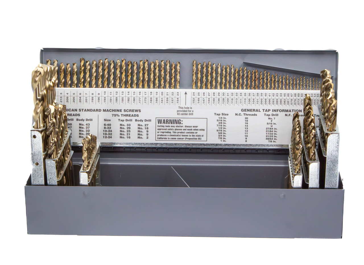 1-60, A-Z & 1/16-1/2x64ths Cobalt 115 Piece Jobber Drill Bit Set