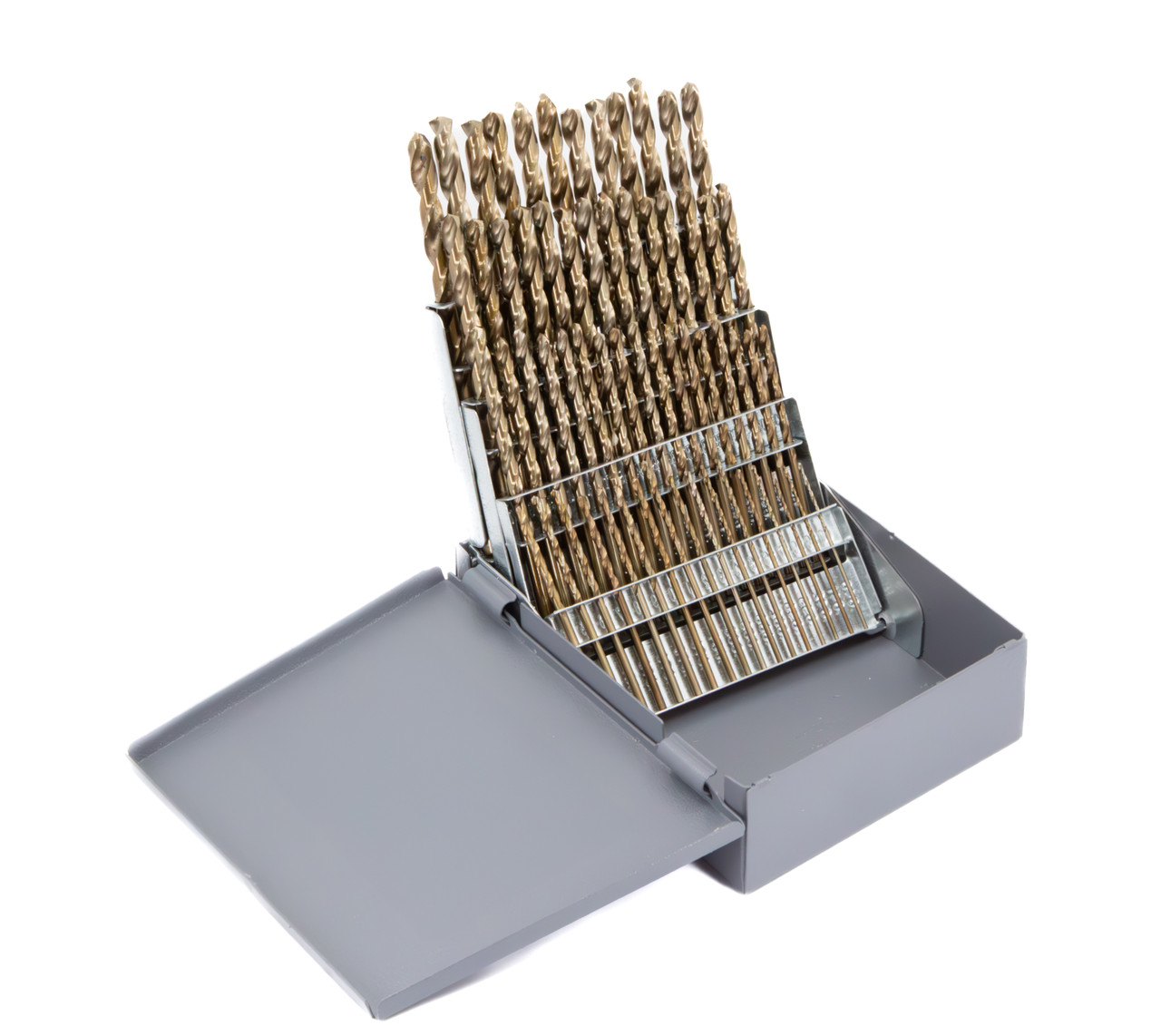 1-#60 60 Piece Cobalt Jobber Length Drill Bit Set, Qualtech