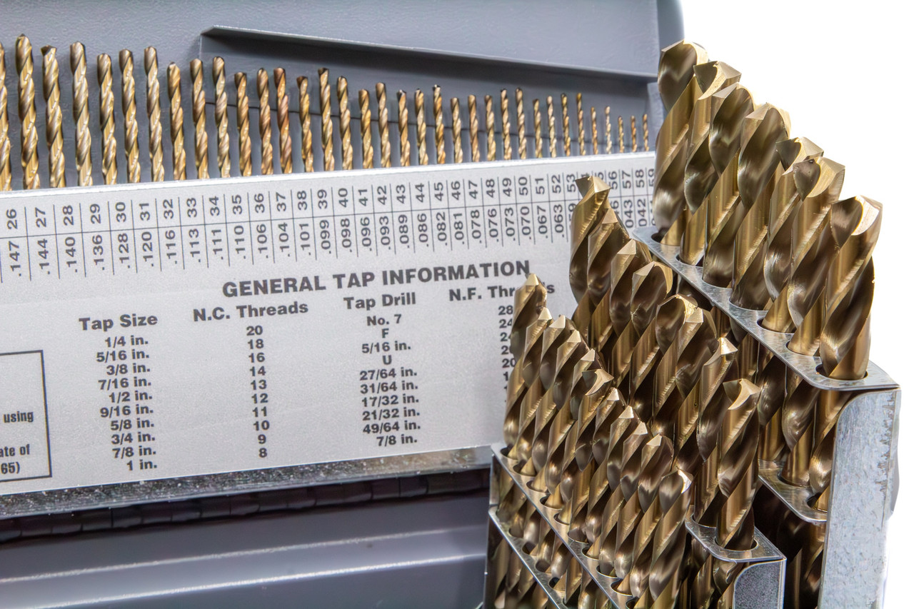1-60, A-Z & 1/16-1/2x64ths 115 Piece Cobalt Drill Bit Set
