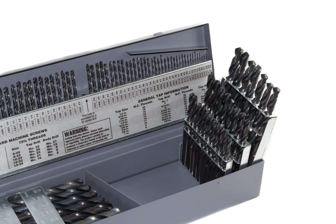 1-60, A-Z & 1/16-1/2x64ths 115 Piece HSS Jobber Drill Bit Set