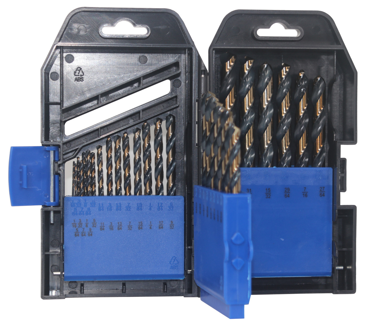 1/16 - 1/2 HSS Black & Gold Jobber Drill Bit Set, Rectangular