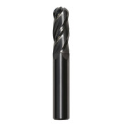 1.00mm Carbide 4 Flute 2.00mm Flute Length 38.00mm Overall Length TIN Single End Ball End Mill, Drill America