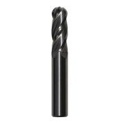 3/16 4 Flute Carbide Uncoated (Bright) 3/4 Flute Length 2-1/4 Overall Length 3/16 Shank Single End Ball End Mill, Drill America