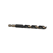 23/64 HSS M2 Split Point Jobber Length Drill Bit - 135° Black & Gold Finish, 1/4 Hex Shank, KFD