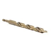 15/32 Stepped Point Cobalt Drill Bit for Stainless & Hardened Steel - Quick Change 1/4 Shank, 135° Tip
