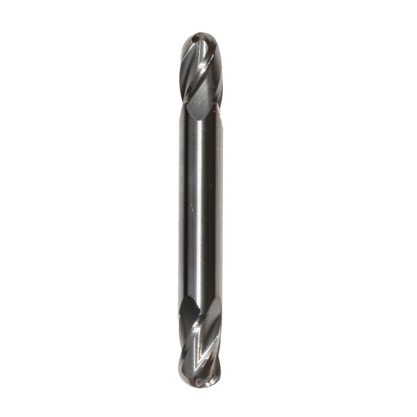 5/16 Carbide 4 Flute 3/4 Flute Length 3-1/2 Overall Length Uncoated (Bright) Double End Ball End Mill, Drill America