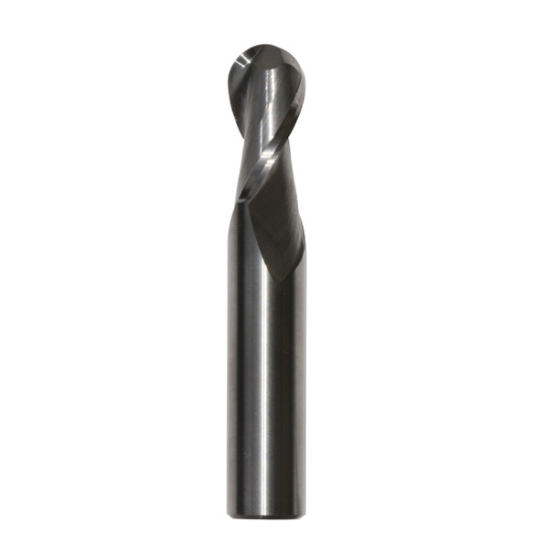 1.00mm Carbide 2 Flute 2.00mm Flute Length 38.00mm Overall Length TIN Single End Ball End Mill, Drill America