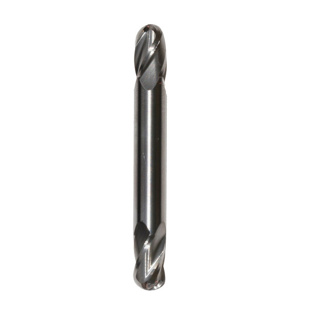 9/64 Carbide 4 Flute 5/16 Flute Length 2 Overall Length TIN Double End Stub Ball End Mill, Drill America