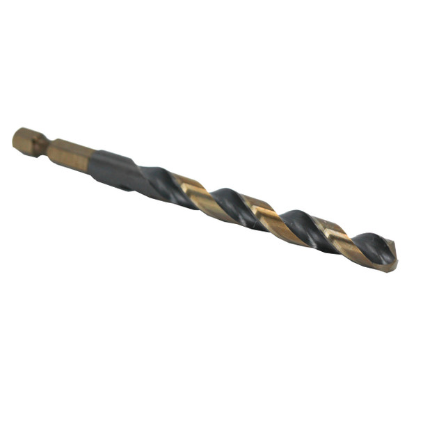 9/32 HSS M2 Split Point Jobber Length Drill Bit - 135° Black & Gold Finish, 1/4 Hex Shank, KFD
