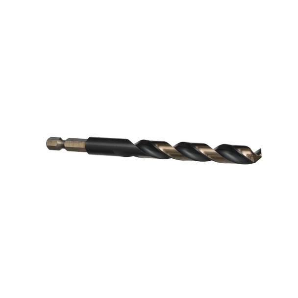 1/2 HSS M2 Split Point Jobber Length Drill Bit - 135° Black & Gold Finish, 1/4 Hex Shank, KFD