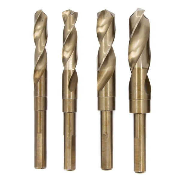 13/32-1/2 4 Piece Cobalt Reduced Shank Drill Bit Set, Plastic Case Pouch, Drill America