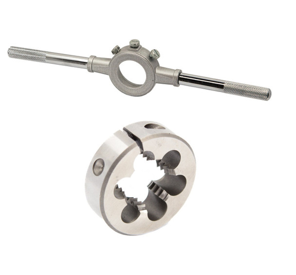#6-40 UNF X 1 OD HSS Adjustable Round Threading Die & Matching Die Stock Handle Kit