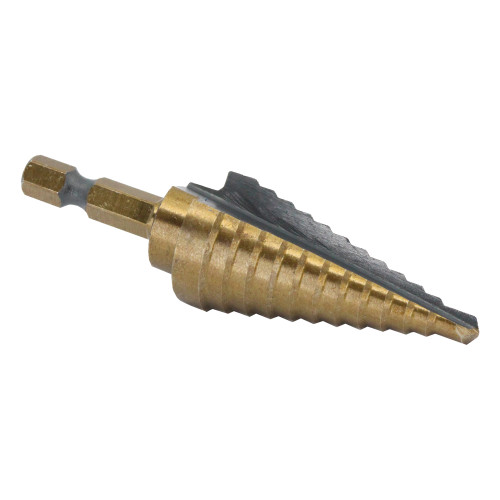 4 HSS Black & Gold Quick Change Hex Shank Step Drill Bit, (3/16