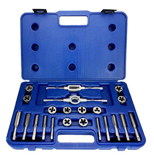 22 Piece NC/NF HSS Round Tap and Die Set (1/4