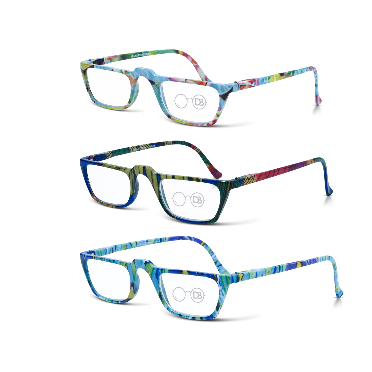 Bright Colorful Half-Eye Readers with Matching Case- South Seas