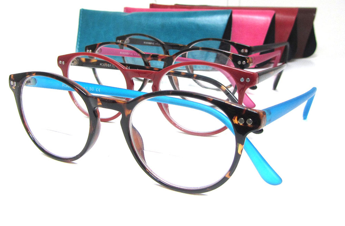 Colorful round bifocal reading glasses