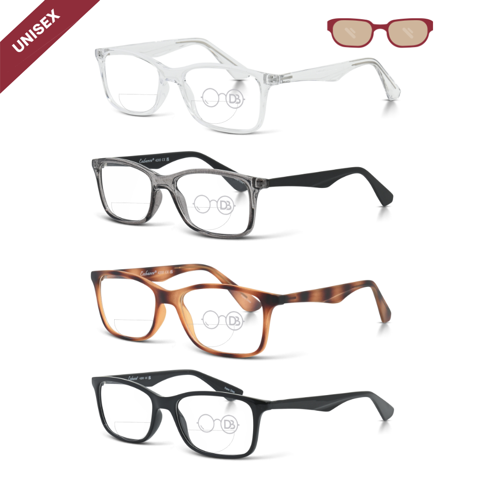 Shelby - Wide Rectangle Dual-Strength Bifocal Extended View Reading Glasses