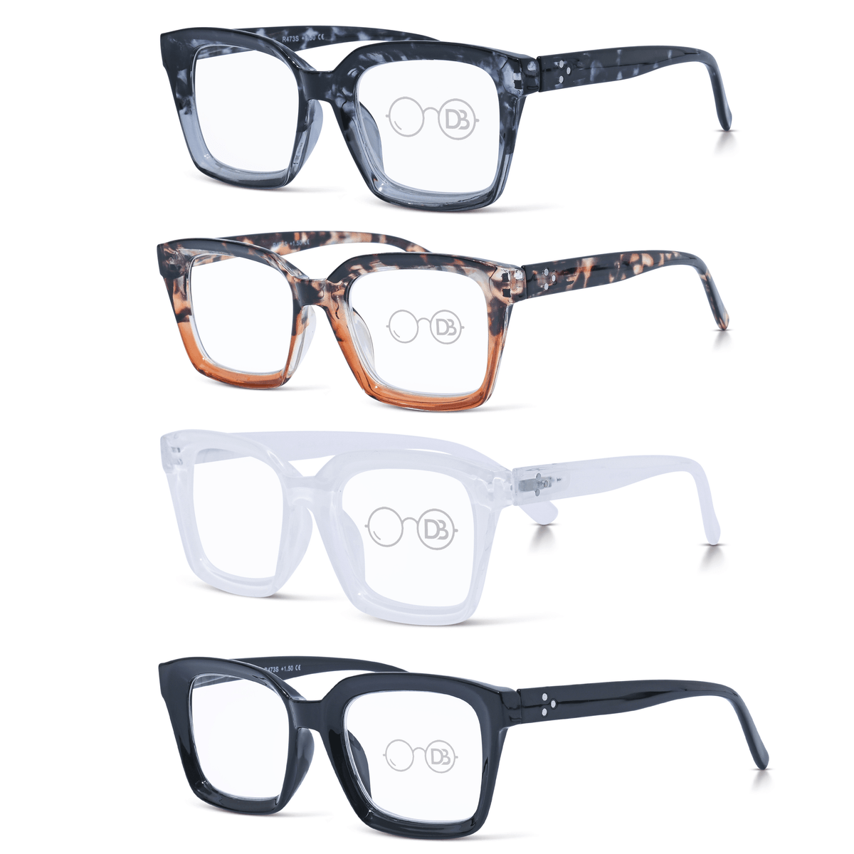 Oversized Fashionable Square Reading Glasses - Piazza