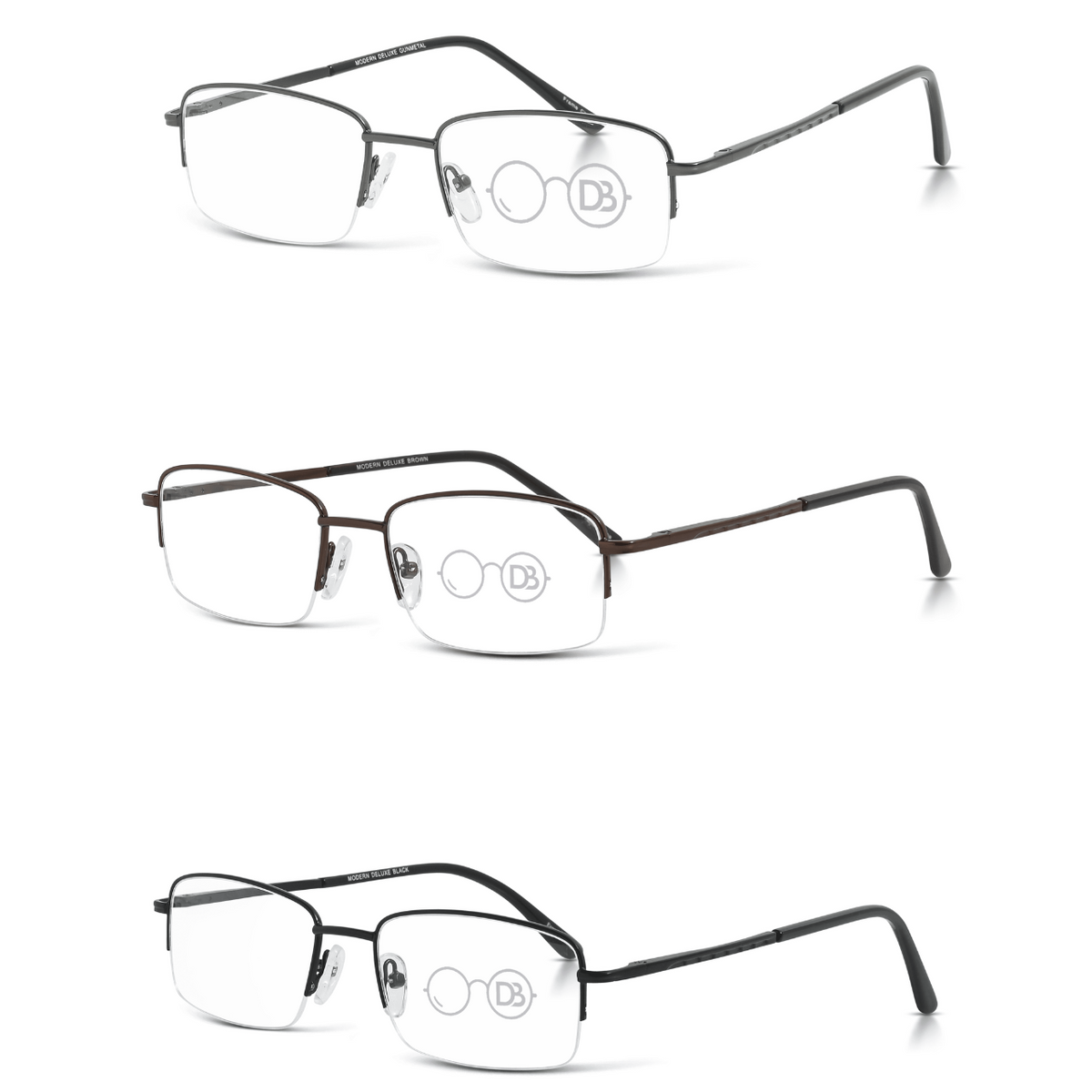 Men's Semi Rimless Metal Reading Glasses-Deluxe