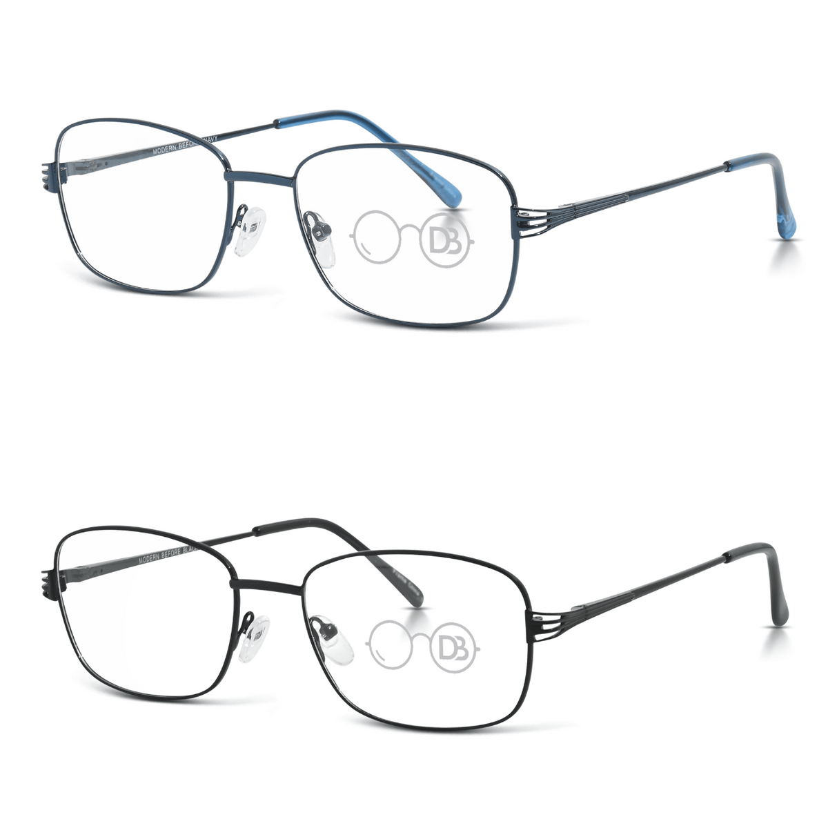 Square Metal Designer Reading Glasses - Before