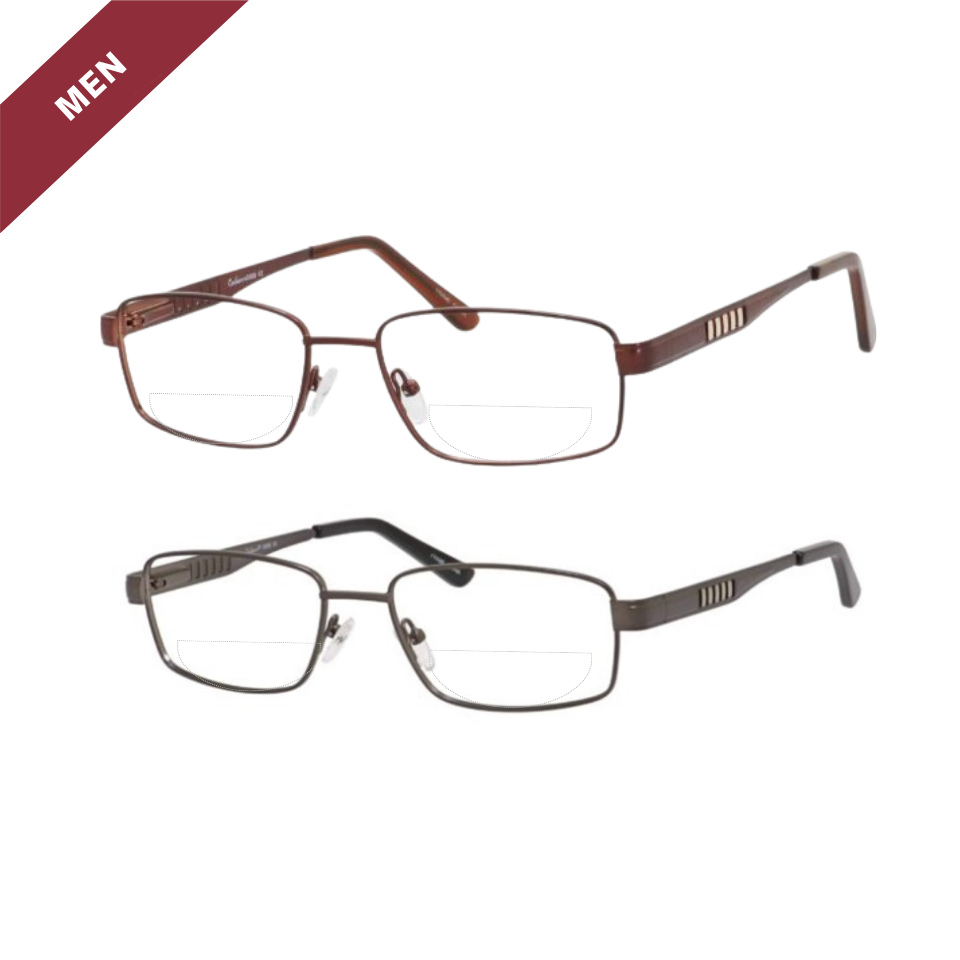 Main Event - Extra-Wide Rectangle Dual-Strength Bifocal Reading Glasses