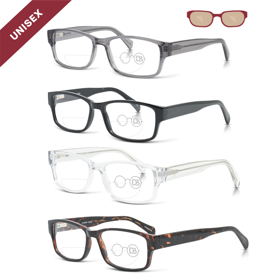 Slick - Rectangle Two Strength Bifocal Reading Glasses