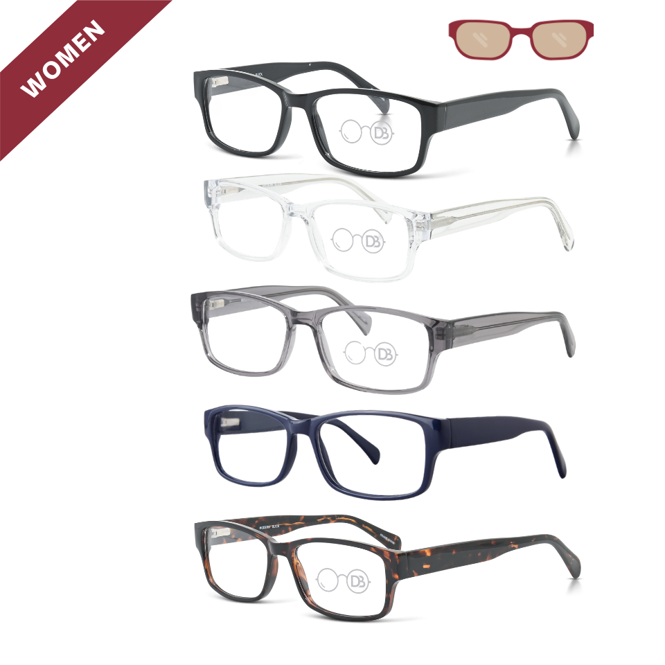 Slick - High Power Rectangle Reading Glasses in Custom +4.00, +5.00, +6.00, +7.00, +8.00, +9.00, +10.00 Magnification