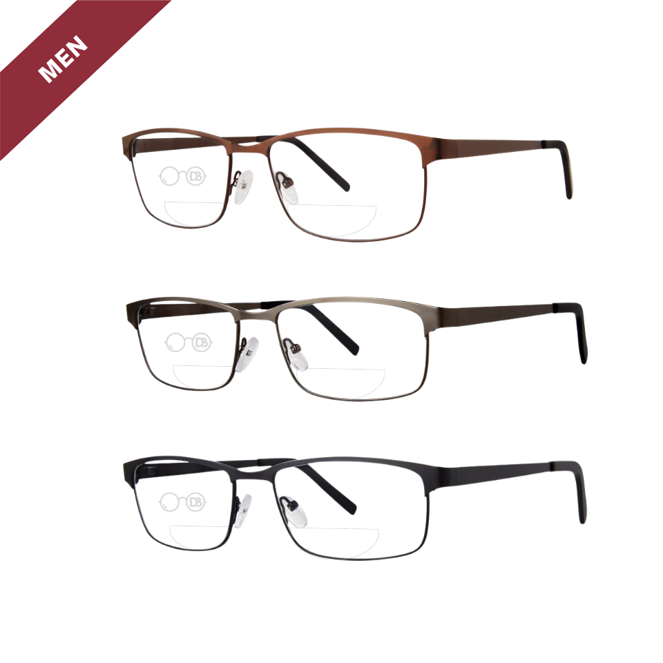 Discipline - Extra-Wide Rectangle Dual-Strength Bifocal Reading Glasses with Stainless-Steel Frame