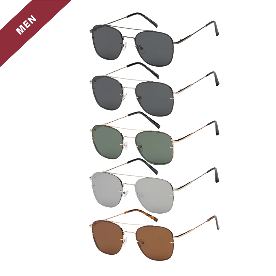 Caleb Square Aviator Polarized Lens Men's Sunglasses