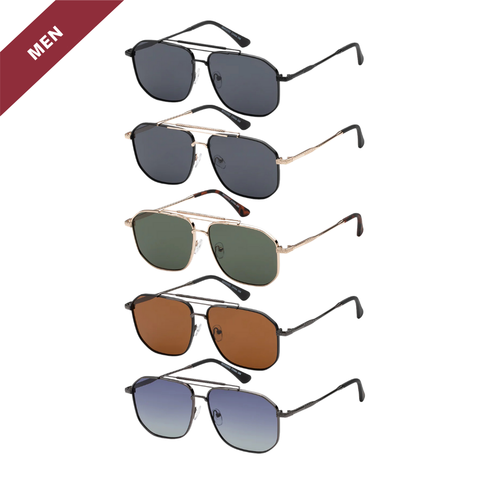 Landon Square Aviator Smoke Lens Mens Sunglasses