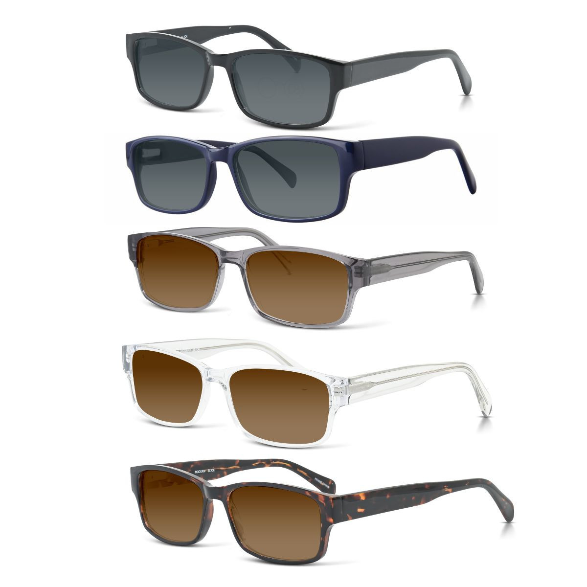 Slick – High Power Rectangle Reading Sunglasses in Custom +3.50, +4.00, +4.50, +5.00, +.50, +6.00 Magnification