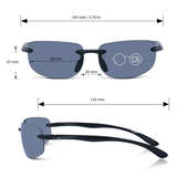 Rimless wrap bifocal sunglass readers- Air Show
