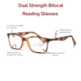 Shelby - Wide Rectangle Dual-Strength Bifocal Extended View Reading Glasses