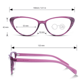 High Power Eye Reading Glasses with Rhinestones - Celebrate