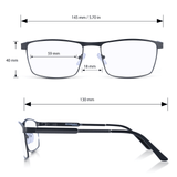Joel XL Blue Light Reading Glasses | Metal Rectangle Frames